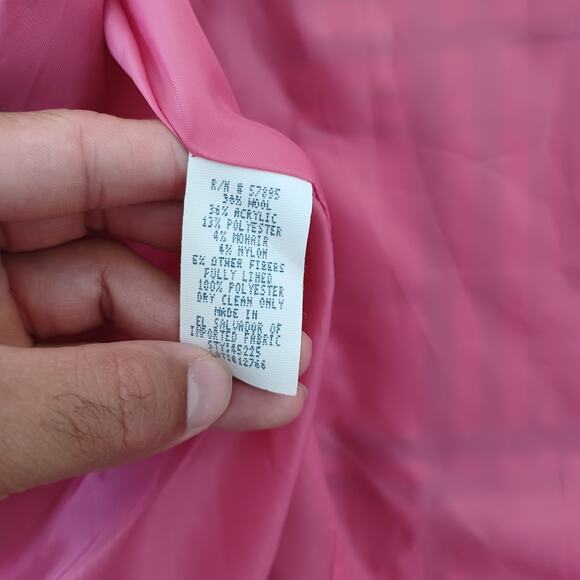 Vintage Requirements Jacket Womens 18 Pink Plaid Full Zip Wool Blend Barbiecore - Picture 7 of 9